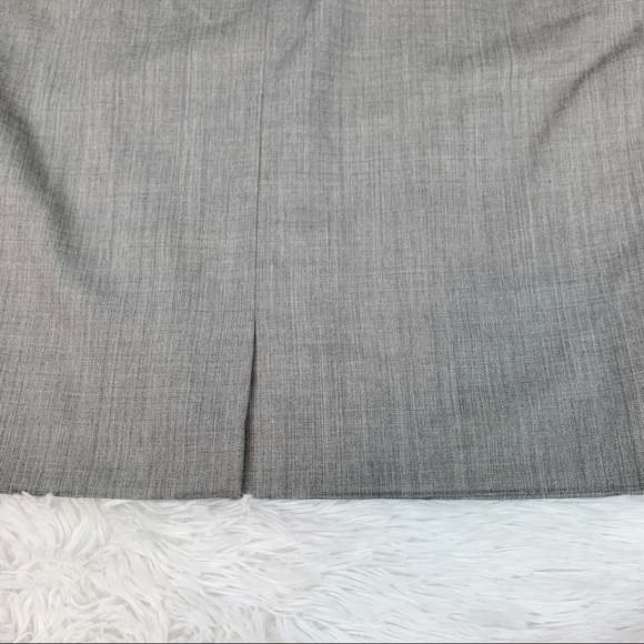Escada wool blend straight pencil skirt knee length in gray high waisted slit - Picture 11 of 13
